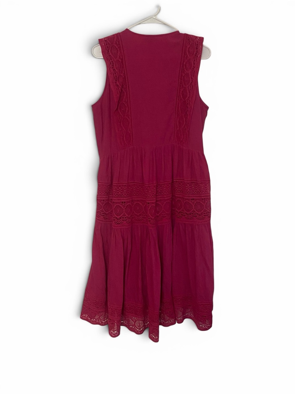 Sundance Raspberry Rouge Tiered Lace Buttoned Maxi Sundress ❤️ PM - Picture 3 of 5